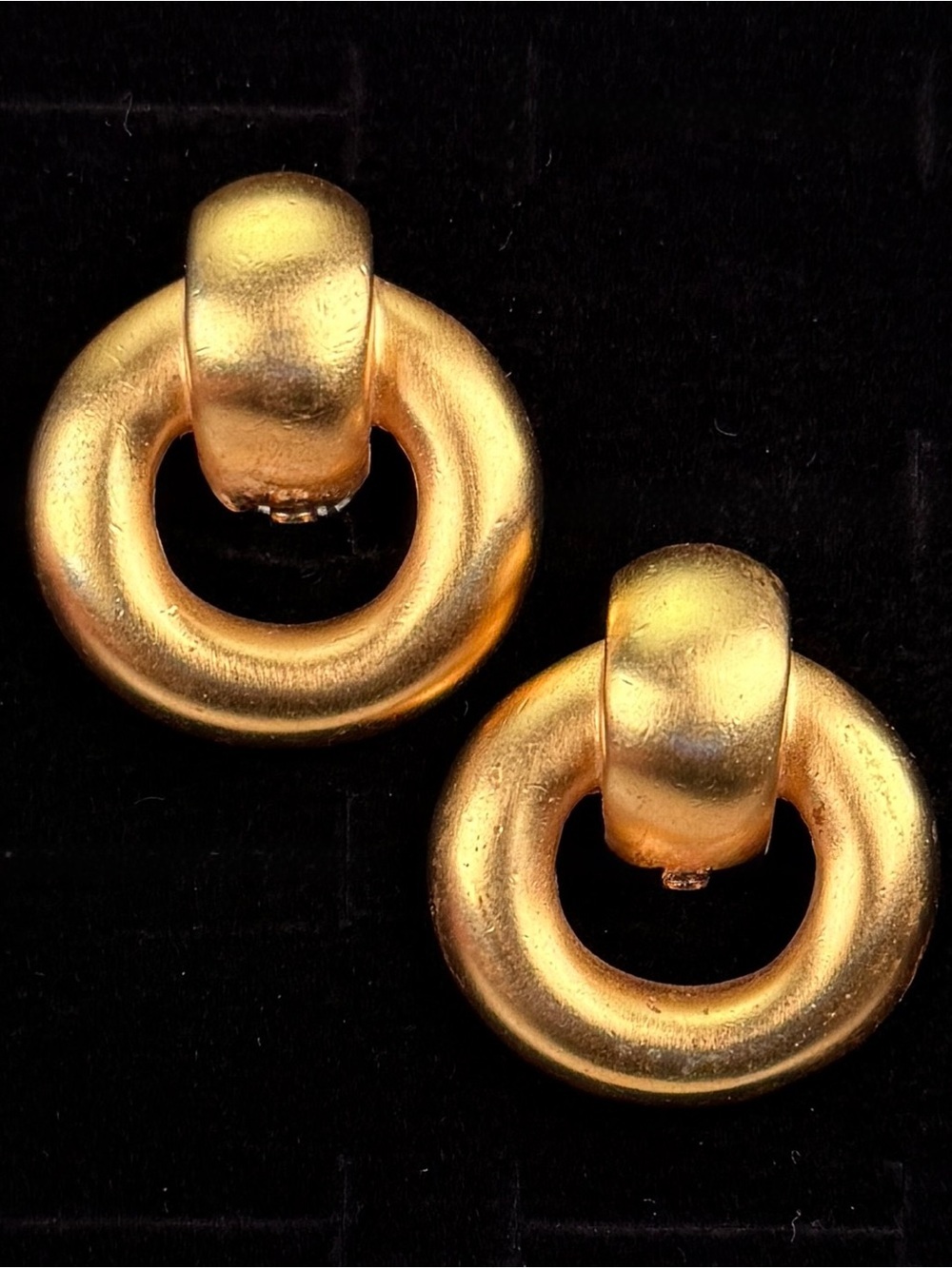 Vintage Matte Gold Tone Door Knocker Clip-On Earrings